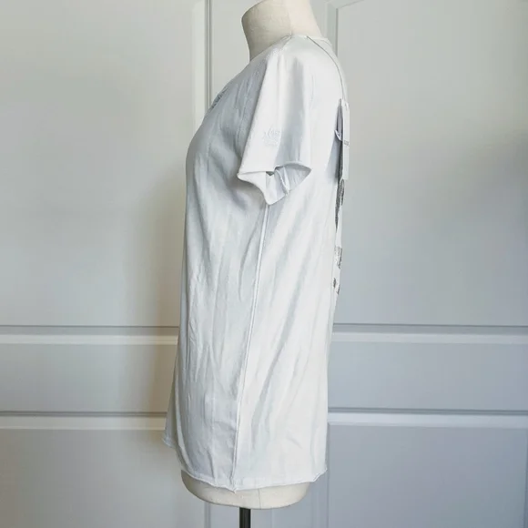 Zadig & Voltaire Tee Tunisien MC Skull V-Neck Short Sleeve Metallic Grey M NWT - Picture 11 of 16